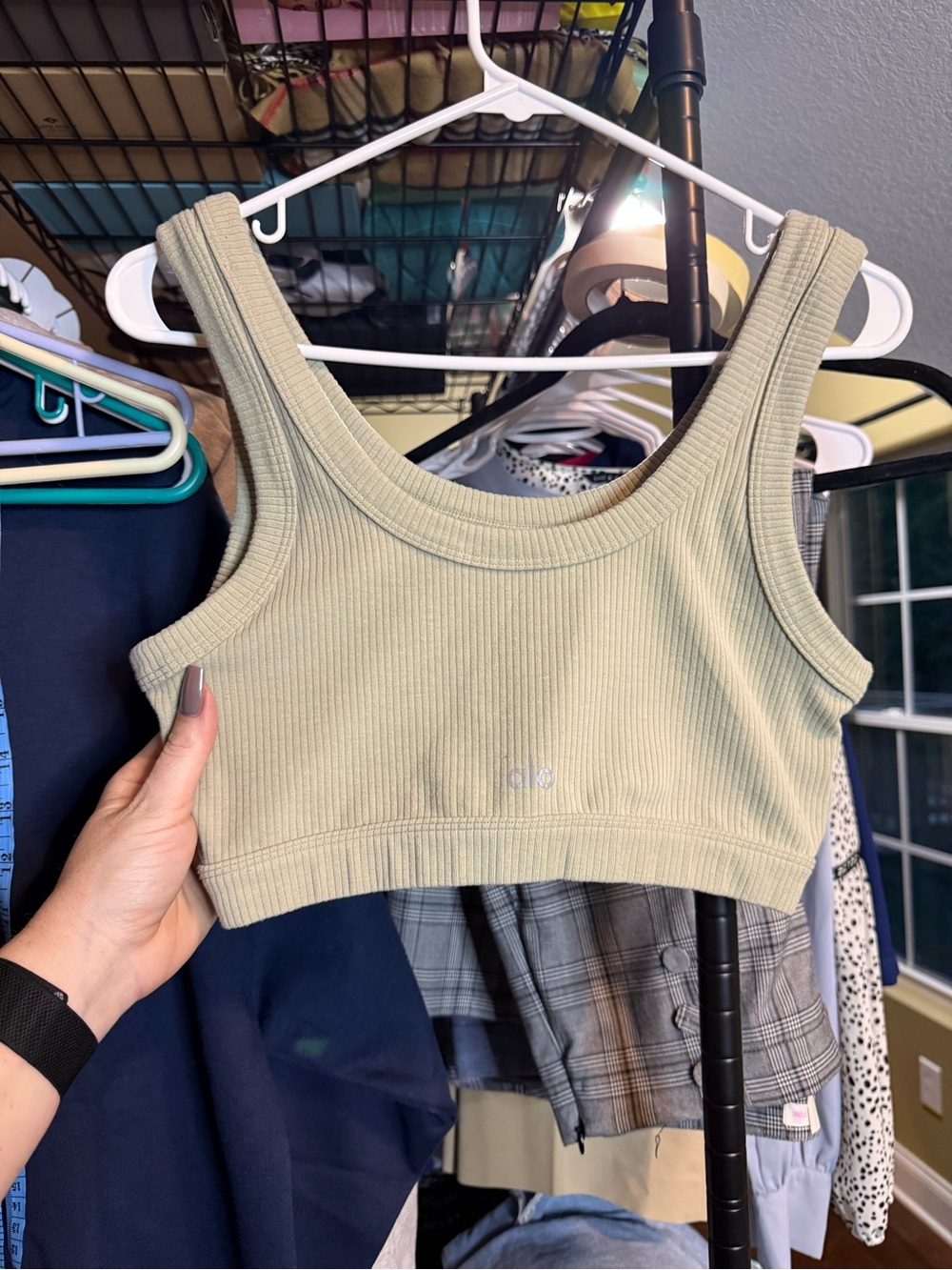 ALO Yoga Ribbed Scoop bra Tank Top - Sage beige